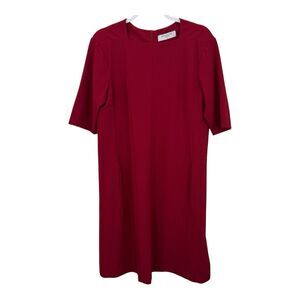 MM LaFleur Emily 2.0 Red A Line Dress Sz 16 Square Neck Shift Pockets Red NWOT